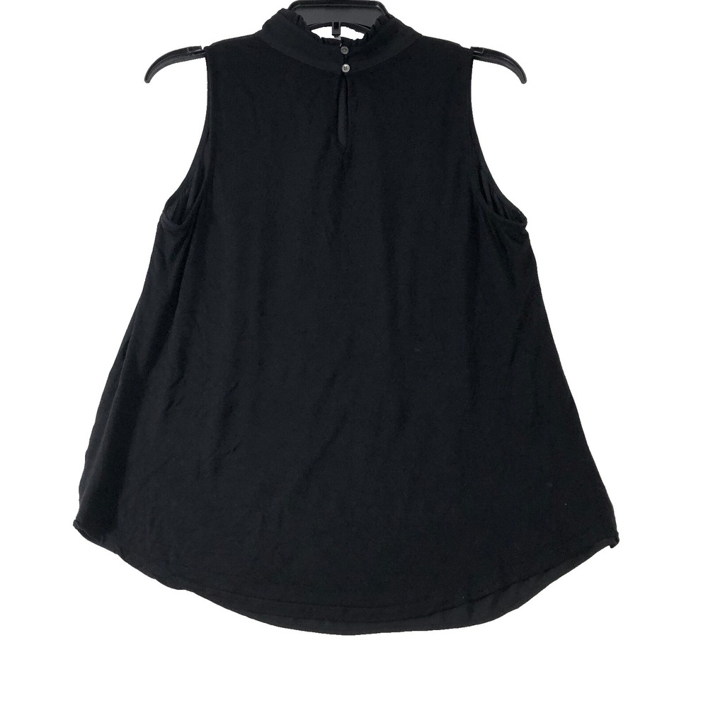 Loft Blouse Women's Small Black Semi Sheer Top Sleeveless Shirt Keyhole Neck - Picture 2 of 10